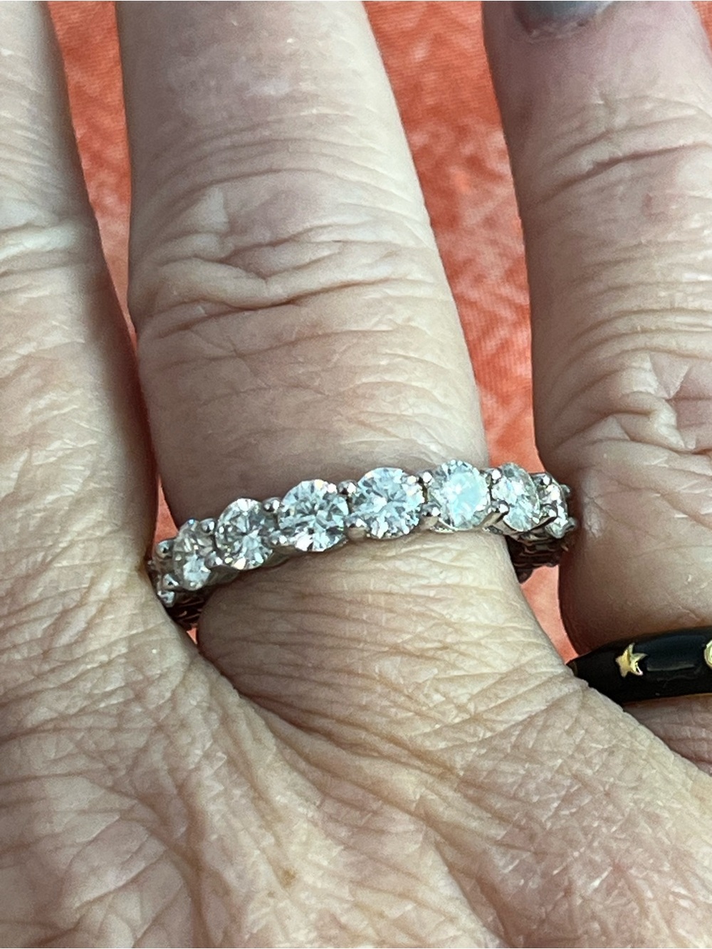 Sparkling Moissanite (5+ctw)Eternity Band - Silver Sz 9 White Band Only